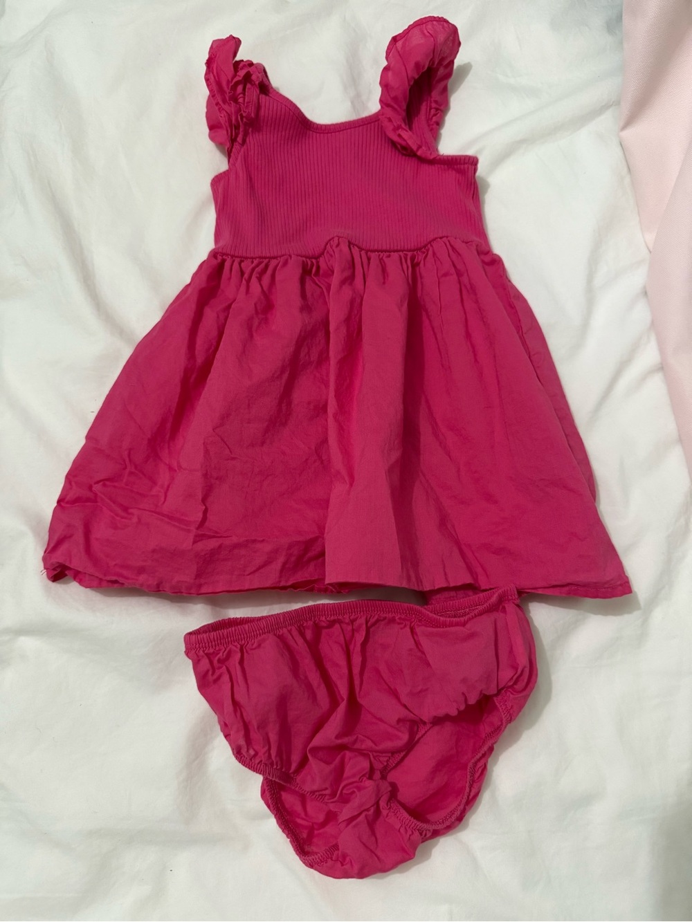 Janie and Jack Hot Pink Ruffle Sleeve Dress with Matching Bloomer